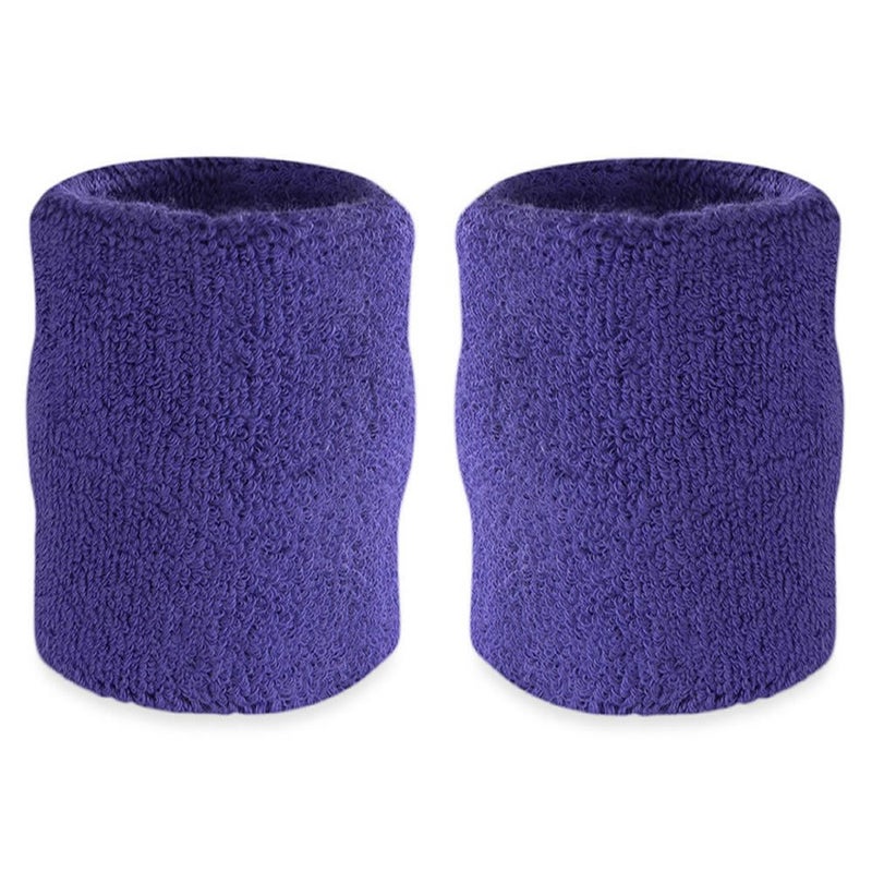 Suddora Arm Sweatbands, Absorbent and Breathable Thick Cotton Bands for Working Out, Gymnastics, Basketball, Tennis, and Football, Multiuse 4-inch Wristbands for Costumes and Cosplay, Purple - Image 1